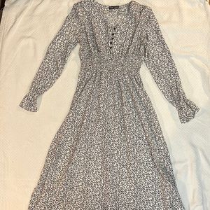 Long Black and White Floral Dress